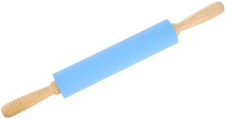 10 Inch Silicone Rolling Pin Wood Handle for Baking