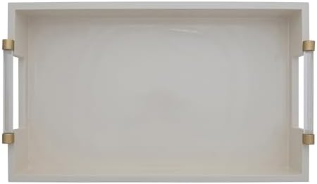 Creative Co-Op Wood Lacquered Serving Tray with Acrylic and Metal