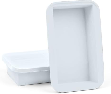 (2 Pack Large Silicone Freezer Containers For Soup, Pasta Sauce, Leftovers, Broth - 6 Cup White Reusable BPA Free Non Plastic Food Storage Freezing Ice Trays With Lids & Measurement Lines