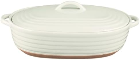 3.7-Quart Ceramic Casserole Dish with Lid, 15.8 x 10.6-Inch Oval