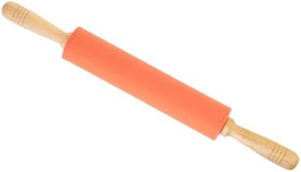 10 Inch Silicone Dough Roller Pin with Wood Handles for Baking