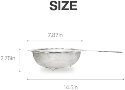 8′′ Stainless Steel Fine Mesh Strainer with Feet – Standing Colander