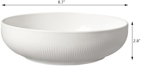 Set of 2 Serving Bowls- 9inch Extra Large Salad Bowls -Porcelain White Serving Bowls for Salad Soup Pasta and Dinner-Large Ceramic Bowl Set for Entertaining