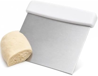 Stainless Steel Dough Cutter and Bench Scraper with White Plastic