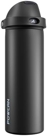 POWCAN 24 oz Insulated Water Bottle: 2-in-1 Push-Button Spout &