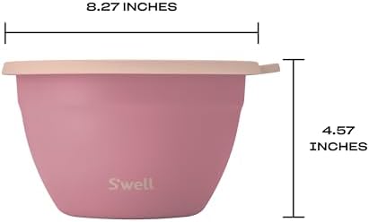 S'well Stainless Steel Salad Bowl Kit 64oz, Dusty Pink, Comes with 2oz