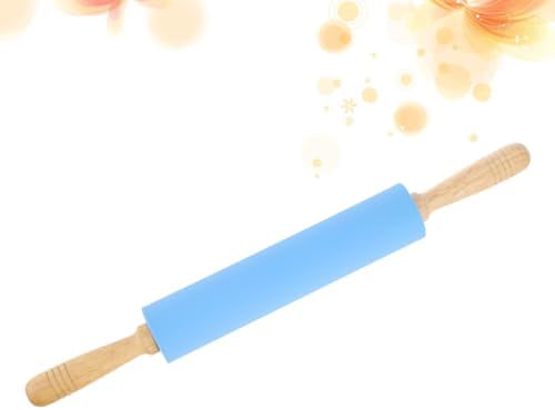 10 Inch Silicone Rolling Pin Wood Handle for Baking