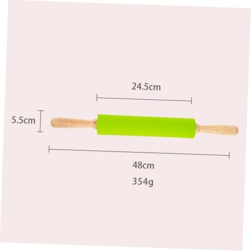 Xmas Rolling Pin with Wood Handle, 10 Inch Silicone Non-stick Dough
