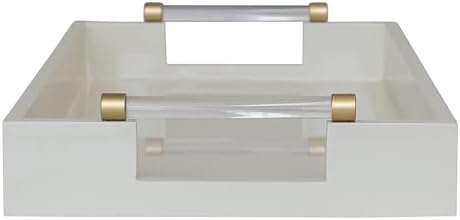 Creative Co-Op Wood Lacquered Serving Tray with Acrylic and Metal