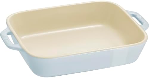STAUB Ceramic 2-Piece Rectangular Baking Dish Set, Macaron Pastel Blue