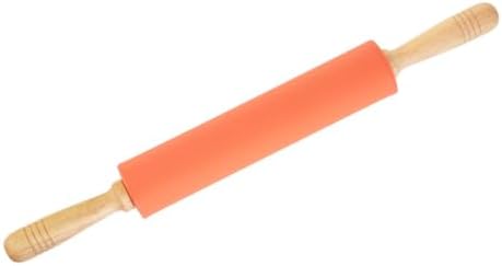 10-inch Wood Handle Silicone Dough Rolling Pin Non-stick Baking Roller