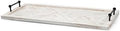Maklaine Farmhouse Rectangular Whitewashed Wood Tray, Herringbone