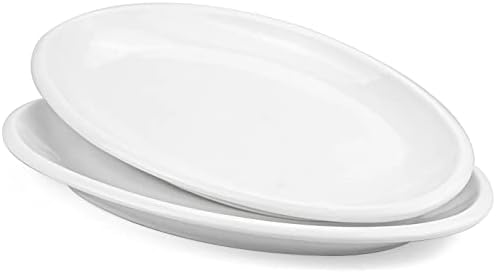Yesland 2 Pack 16" Porcelain Large Oval Serving Plates, White Oval