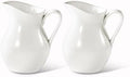 Creamer - 8oz Fine Porcelain Milk & Syrup Pitcher (Set of 2, White)