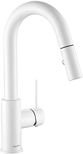 AguaStella AS59W White Bar Faucet with Pull-Down Sprayer