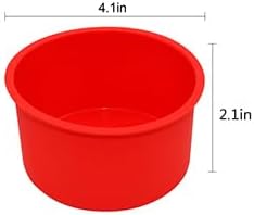 Silicone Mini Round Cake Molds, 4 Inch, Red, Set of 6