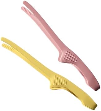 2 Pack Silicone Food Tongs, Pink & Yellow