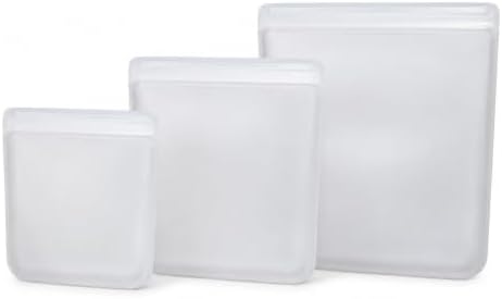 Reusable Silicone Food Storage Bags, Small, Medium and Large, 3-Pack
