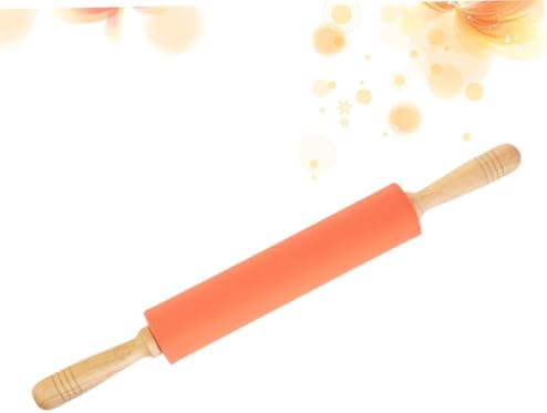 Silicone Roller with Wood Handle Non-stick Dough Rolling Pin for