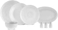 Karaca Forever Bone China Artiste 53-Piece Dinnerware Set for 12, White Porcelain Dining Set with Dinner Plates, Side Plates, Pasta Bowls, Cereal Bowls & Serving Platters