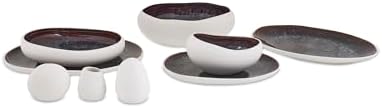 Karaca Earth Collection Galactic 55 Piece Dinner Set for 12 People – Reactive Glaze Stoneware Dinnerware Set, Modern White Tableware, Durable Plates & Bowls Set