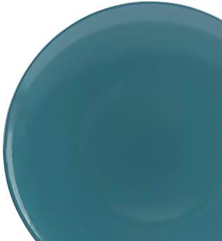 Amazon Basics 18-Piece Stoneware Dinnerware Set, Service for 6, Microwave and Dishwasher Safe, Plates and Bowls, Deep Teal