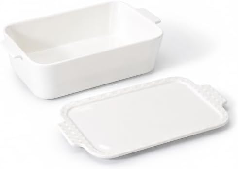 Samsle 9x6 Inch Small Ceramic Casserole Dish with Lid Deep for