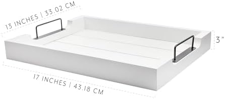 AuldHome Design Rustic Wood Serving Tray (White); Wooden Farmhouse