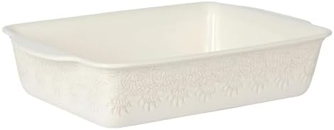 9" x 13" Vintage Lace Ceramic Casserole Baking Dish with Wood Lid