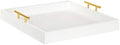 Kate and Laurel Lipton Square Decorative Wood Tray with Metal Handles