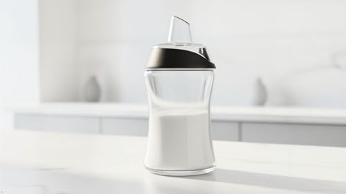 J&M DESIGN Glass Sugar Dispenser with Pour Spout for Coffee Bar, Tea