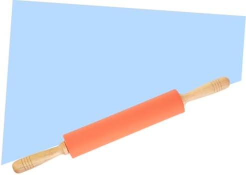 10-inch Silicone Rolling Pin with Wood Handles for Baking