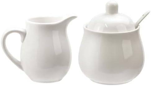 Ceramic Colorful Creamer and Sugar Set with Lid Spoon, Coffee Serving