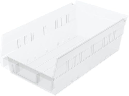 Akro-Mils 30130 Heavy Duty Plastic Shelf Bins, 12"x 6.5"x 4", Clear