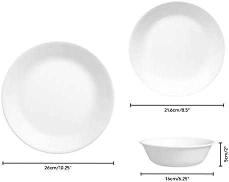 Corelle Dinnerware Set (12pc Set, Winter Frost White)-Dinner Set for 4