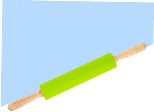 Xmas Rolling Pin with Wood Handle, 10 Inch Silicone Non-stick Dough