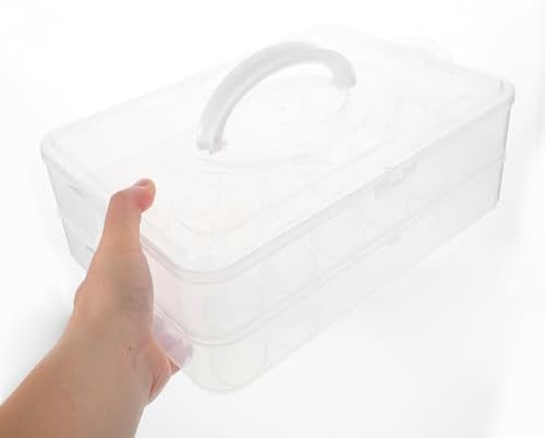 Egg Tray for Fridge 2 Tier with Lid Stackable Plastic