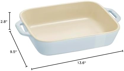 STAUB Ceramic 2-Piece Rectangular Baking Dish Set, Macaron Pastel Blue