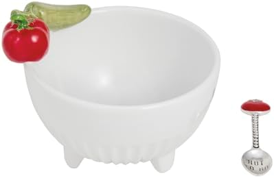 Mud Pie Red Ceramic Salsa Dip Bowl Set