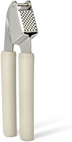 Amazon Basics Garlic Press, Stainless Steel, Linen Gray
