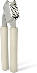 Amazon Basics Garlic Press, Stainless Steel, Linen Gray