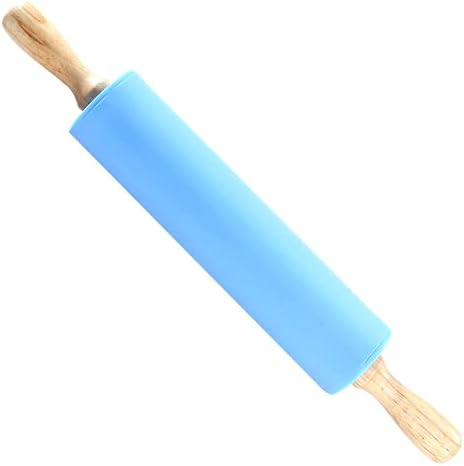 Silicone Rolling Pin Nonstick 15.35 Inch Wooden Handles