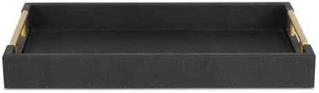 Pemberly Row Faux Shagreen Vinyl Serving Tray, Black Textured Finish