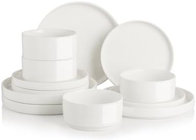 Sweejar Porcelain Dinnerware Sets for 4, 12 Pieces Ceramic Plates and