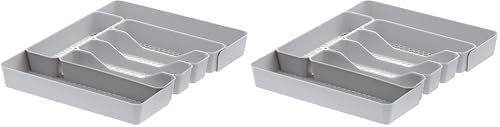 Spectrum HEXA 5-Divider Expandable Silverware Tray (Stone Gray)