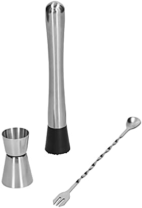 Stainless Steel Cocktail Jigger Muddler Stirring Spoon Set with