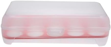 15 Grid Egg Storage Box for Refrigerator with Lid Pink Plastic