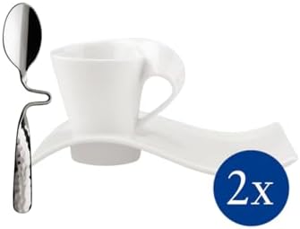 Villeroy & Boch NewWave Caffe Espresso Set, Creamy White, 6 Piece