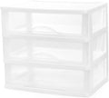BYCY Plastic Stackable Storage 3 Drawers, White Bathroom Makeup