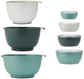 7-Piece Plastic Mixing Bowl Set 4.5 Qt Nesting Bowls with Lids, 11.75"